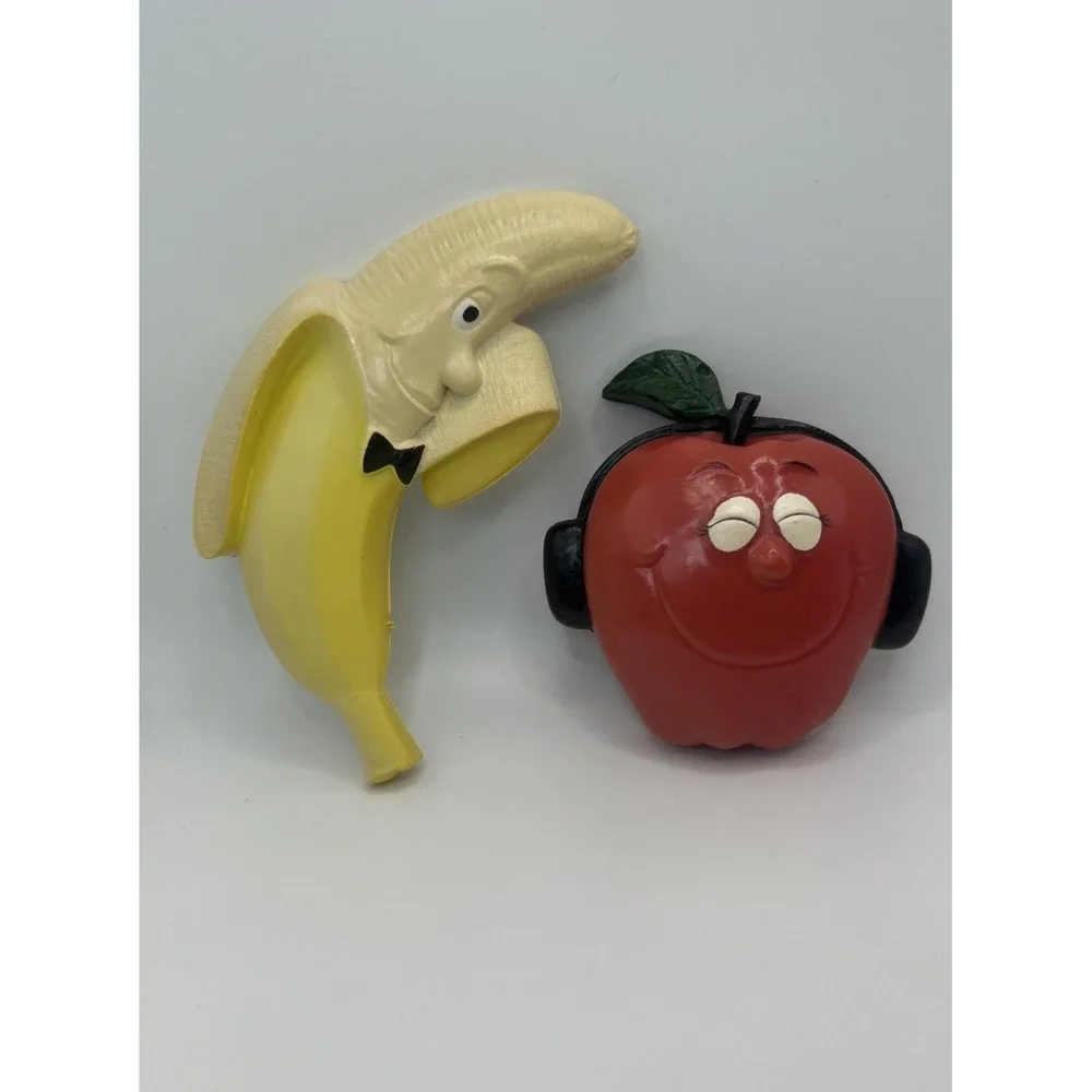 Rubber Wacky Food Fridge Magnets Banana Apple 4-5